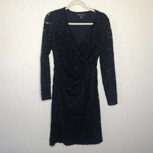 Black Lace Long Sleeve Mini Dress Small